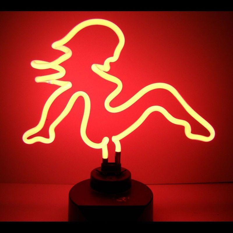 Mud flap girl neon light sculpture wall table lamp a24 vintage hot rod garage