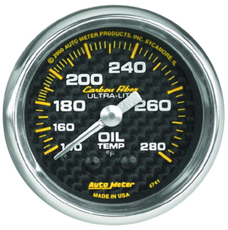 Auto meter 4741 carbon fiber; mechanical oil temperature gauge