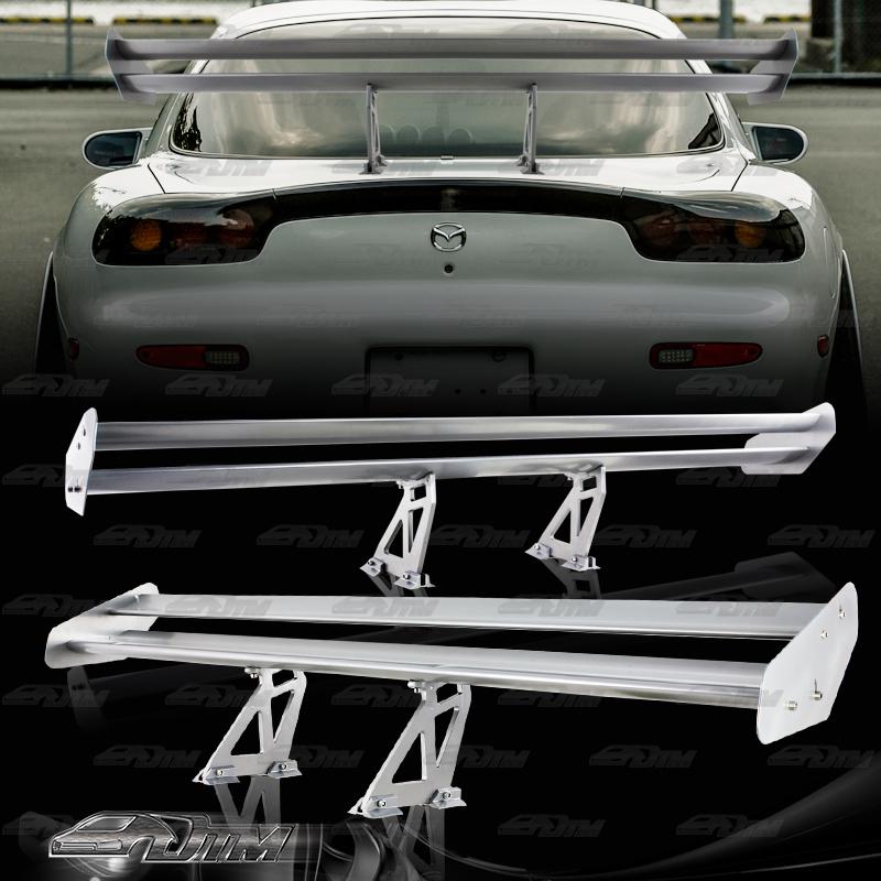 Silver aluminum 55 inch gt style double deck rear trunk spoiler wing