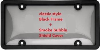 Dodge novelty tinted smoke bubble shield cover + black frame for license plate