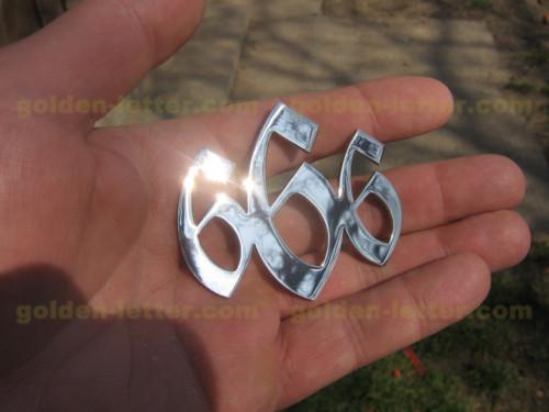 Chrome  6 6 6  logo, metal, new (jus-r60-7n)