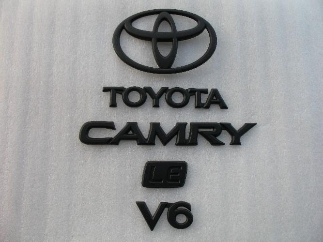 97-01 toyota camry le v6 flat matte black blackout blacked out emblem logo badge