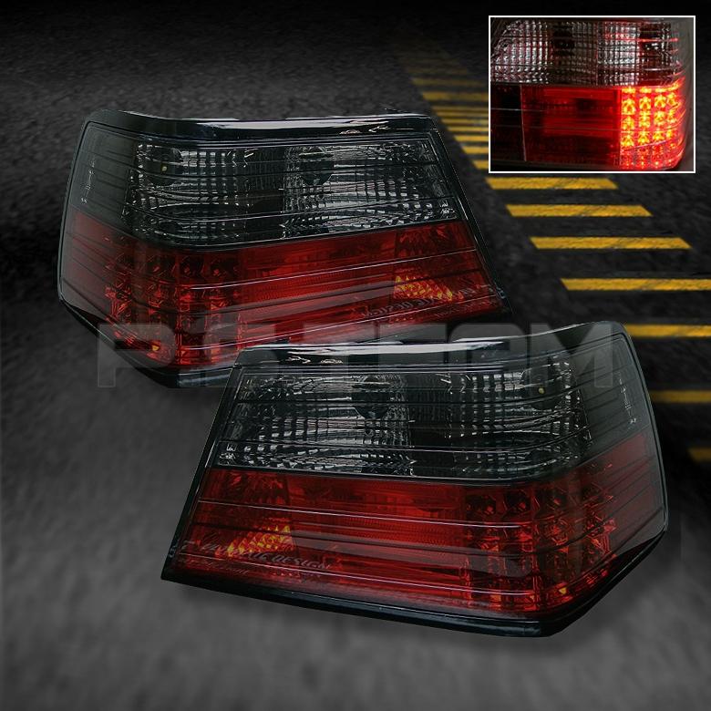 86-95 mercedes benz w124 e-series jdm red smoke led tail brake lights lamps pair