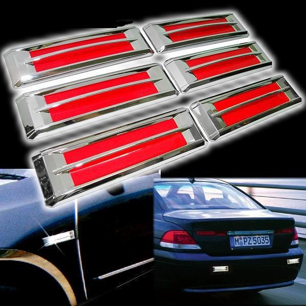 Car hood fender bumper decoration decal chrome red x 6 pieces