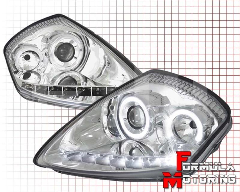 Mitsubishi eclipse 00-05 drl halo led projector headlights chrome+ driving light