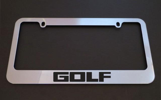 1 brand new volkswagen golf chrome metal license plate frames + screw caps