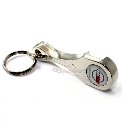 Chevy corvette c4 logo chrome metal rod & bottle opener key chain ring fob