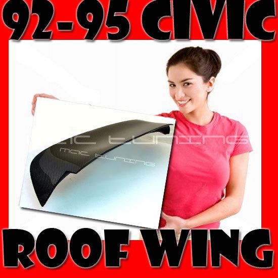 92-95 civic 3dr hb eg (carbon fiber) spoon style rear spoiler roof wing duckbill