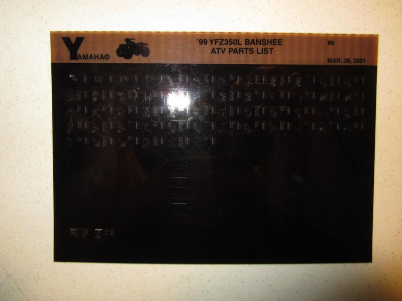 1999 yamaha atv yfz350l banshee microfiche parts list catalog yfz 350 l