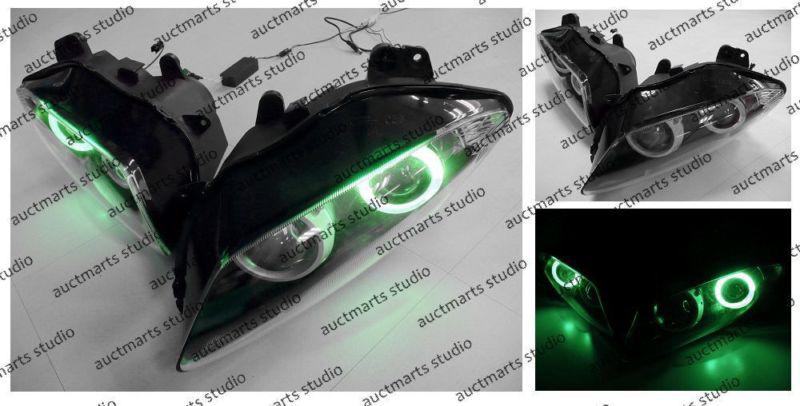 Yamaha yzf r1 2007-2008 halo angel eye projector bi-xenon headlamp green d