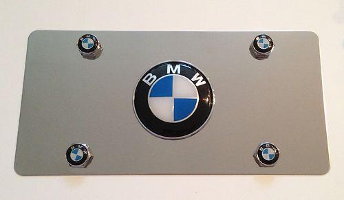 Bmw front mirror stainless steel heavy duty 1mm license plate frame w/ bmw bolts