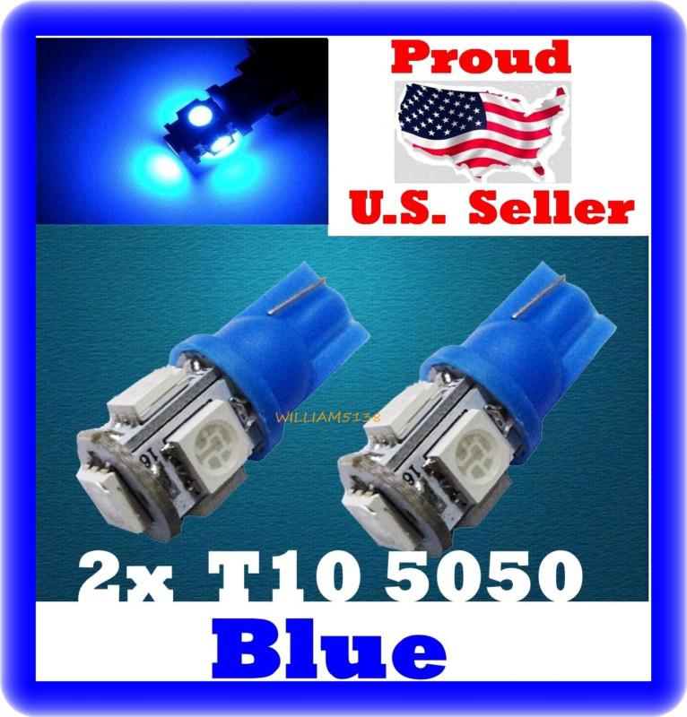 2x  ultra blue t10 5-smd 5050 led  for dome, door, license plate, trunk etc