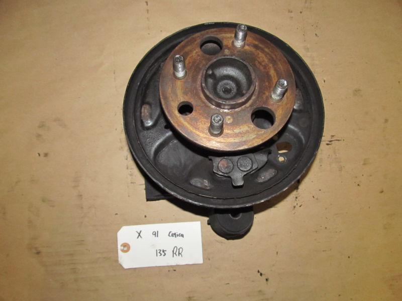 91 90-93 celica st x#135 drum brake spindle knuckle & hub assembly - rear right