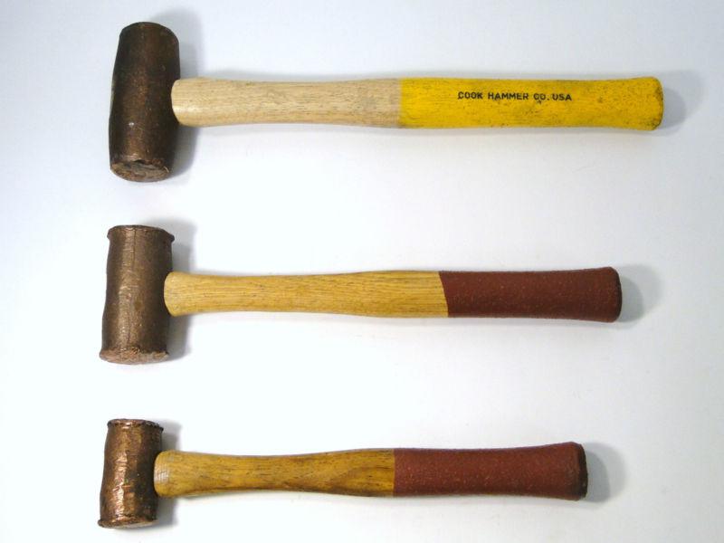 3 pc cook 4lb, temco 3 lb & temco 1.5 lb copper hammer set