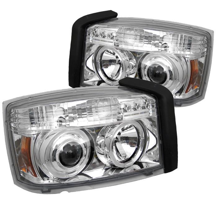 Spyder dodge dakota 05-07 projector headlights - led halo - chrome - high h1 -