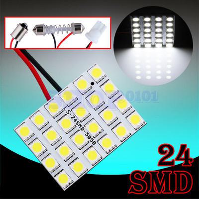 24 smd 5050 pure white light panel t10 ba9s festoon dome led interior bulb