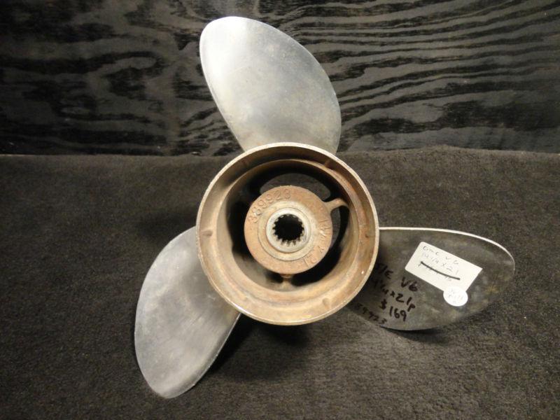 Johnson/evinrude/omc 14 1/4 x 21p v6 #389923 stainless steel propeller boat prop