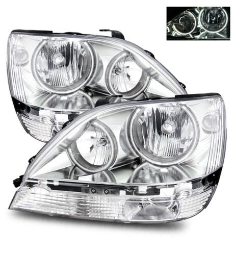 01-03 lexus rx300 aftermarket ccfl angel eye halo clear chrome crystal headlight