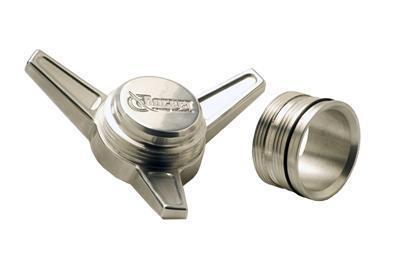 Rocket racing vintage-style knockoffs screw-on spinner polished aluminum pair