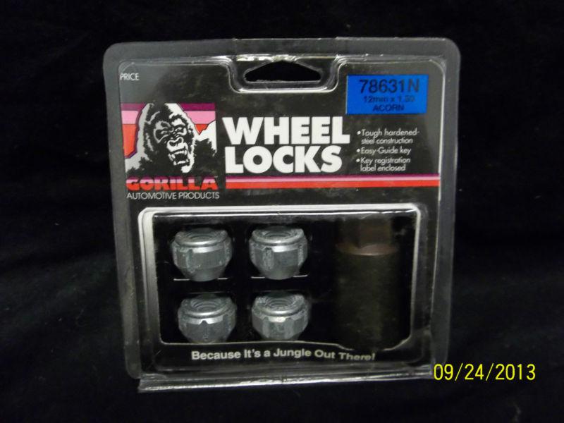 New in package gorilla 78631n acorn wheel locks 12mm x 1.50in w/key