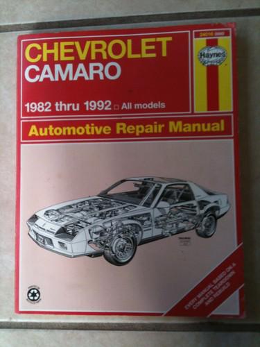 Haynes  chevrolet camaro repair manual 1982 to 1992 no 866