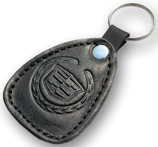 New leather black keychain car logo cadillac auto emblem keyring