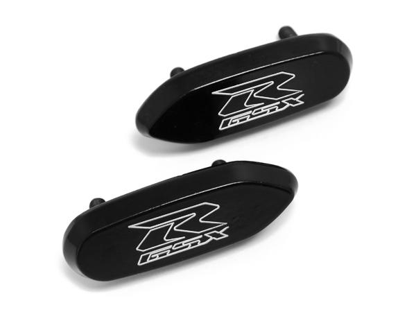 Mirror block off base plates black logo for 2006-2012 suzuki gsxr 750 / gsx-r750