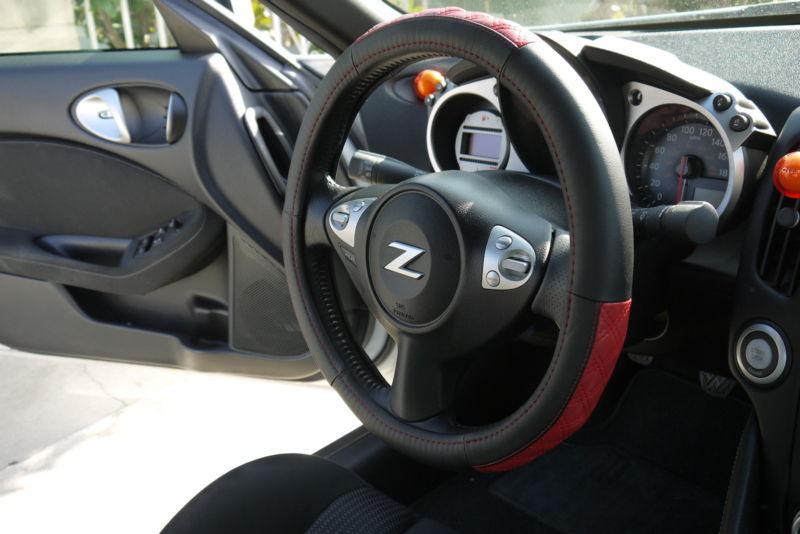 Circle cool leather steering wheel wrap cover 57009 black+red hummer fiat car