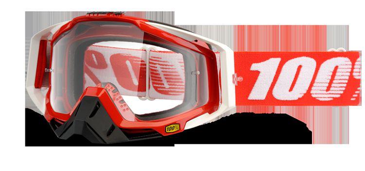 New 100% racecraft adult goggles, fire red, with clear lens