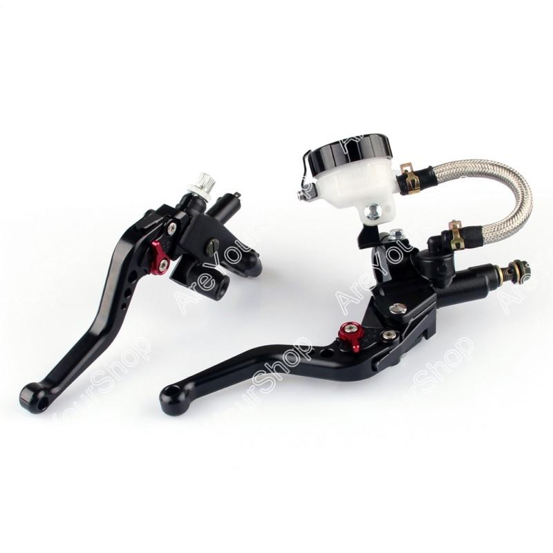 7/8" universal front master cylinder brake clutch levers sport street bike black