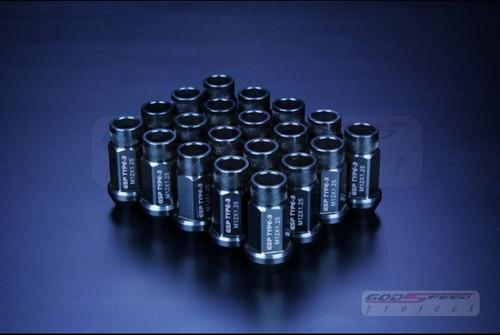 Godspeed type 3 50mm lug nuts 20 pcs set m12 x 1.25 gun metal fit:subaru suzuki