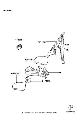 1w6z17682ba mirror assy rear view outer 03 thunderbird