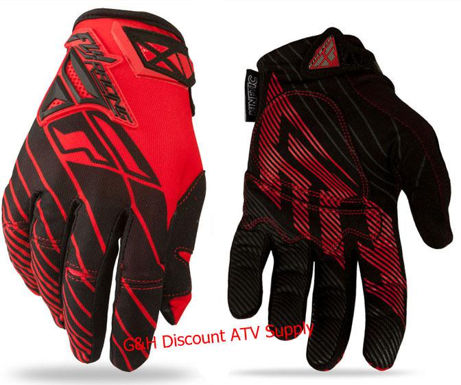 New 2014 fly racing kinetic gloves adult youth red-black bmx moto motocross atv