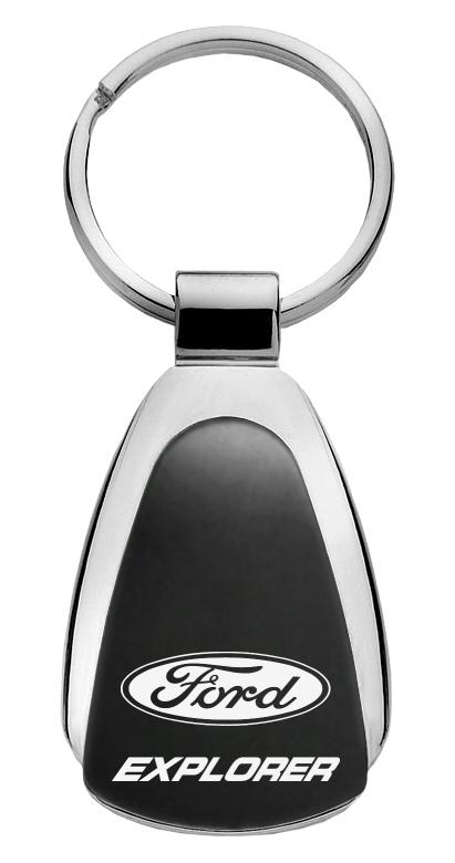 Ford explorer black tear drop keychain car ring tag key fob logo lanyard