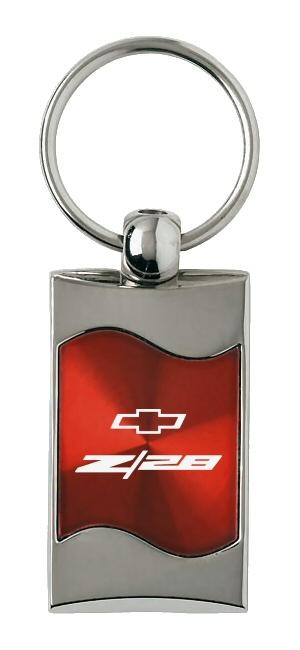 Chevrolet camaro red rectangular wave key chain ring tag key fob logo lanyard