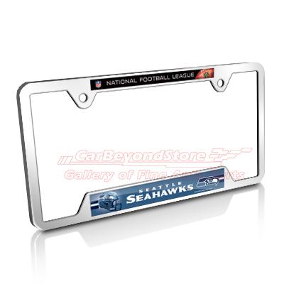 Nfl seattle seahawks chrome metal license plate frame + free gift, licensed