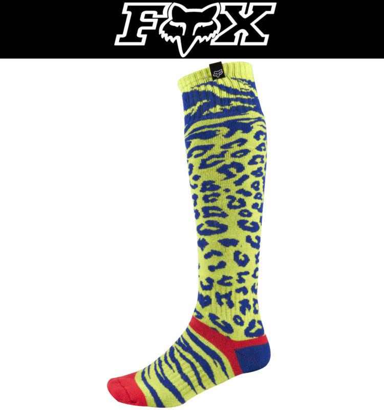 Fox racing womens cheetah socks black blue green one size fits most dirt atv '14