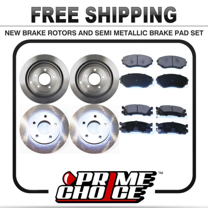 Front & rear kit 4 disc brake rotors and 8 metallic pads full complete set