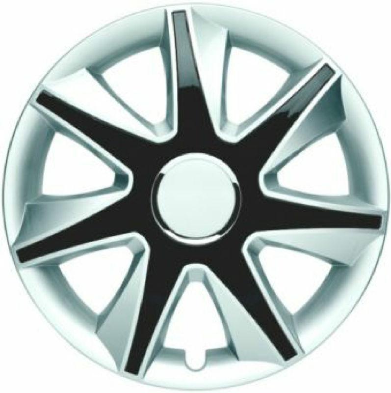 Set of 4 new european plastic wheel covers for 15" steel wheels - silver & black