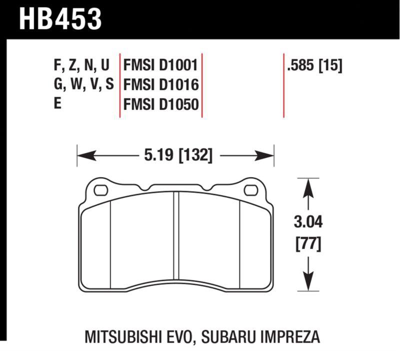 Hawk performance hb453n.585 disc brake pad