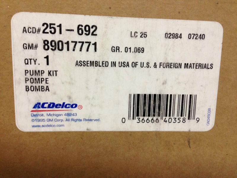 Engine water pump part # 8901-7771 ac-delco 251-692 sealed nbox fits 463 vehicle