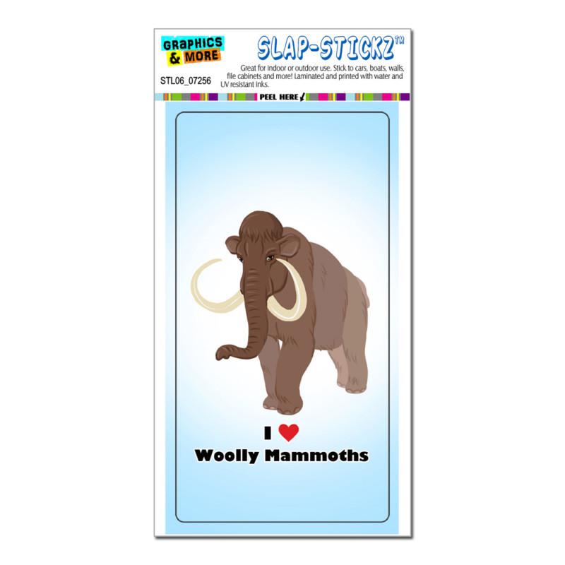 I love heart woolly mammoths - wooly ice age - slap-stickz™ bumper sticker