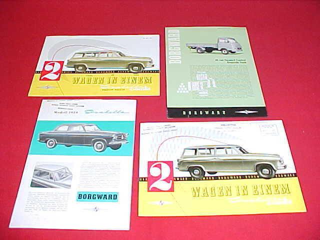 1957 1959 original borgward isabella truck dealer sales brochure lot of 4 57 59