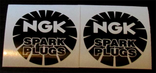 Ngk spark plug wires text logo vinyl sticker decal (2) 3" gloss black! 