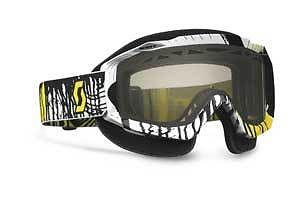 Scott hustle snowcross w/silver chrome acs thermal lens goggles,oil slick yellow