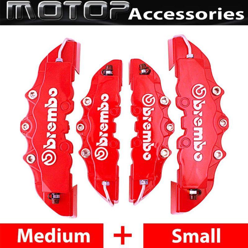 4pcs 3d disc brake caliper cover kit brembo styling racing front and rear red 