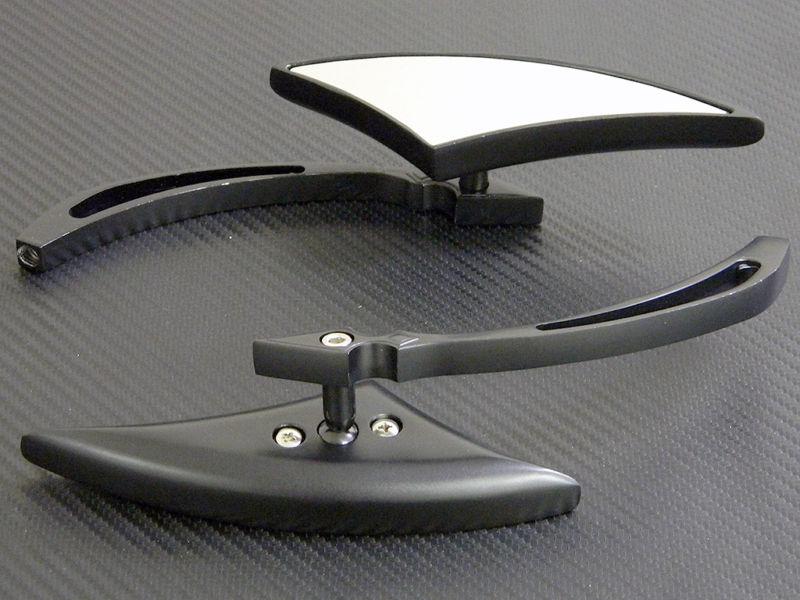 Universal black spear style rearview mirrors for cruiser chopper motorcycle