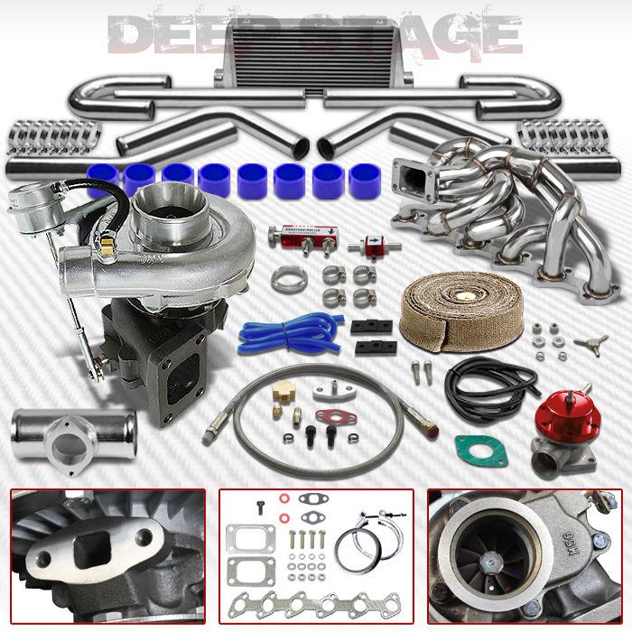 T04e t3/t4 v-band 9pc turbo kit+intercooler+manifold 84-91 bmw e30 325 m20 sohc