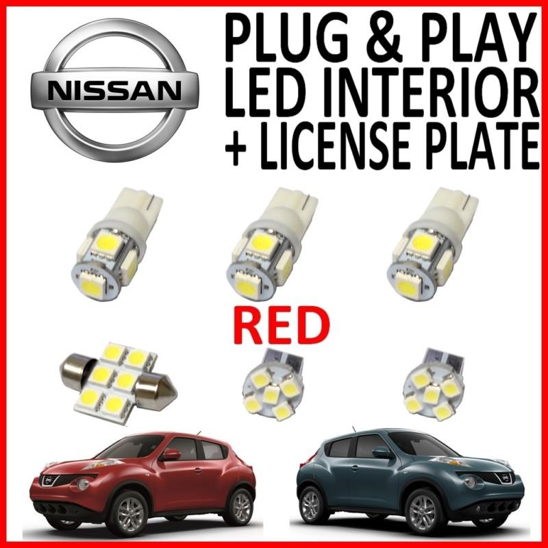 6 piece super red led interior package kit + license plate tag lights nj1r