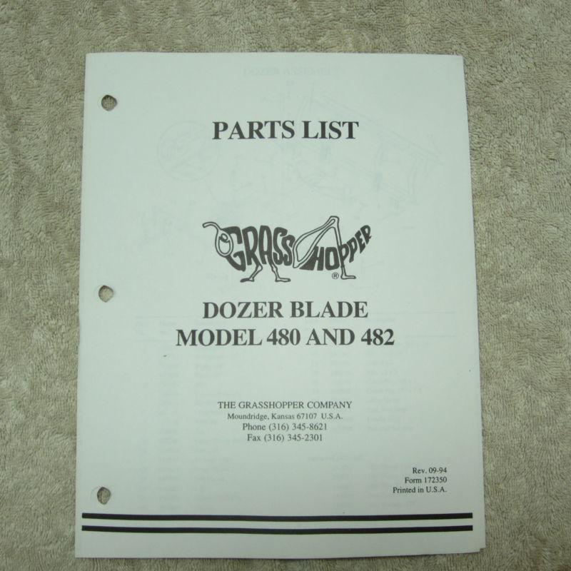 Grasshopper parts list dozer blade model 480 & 482